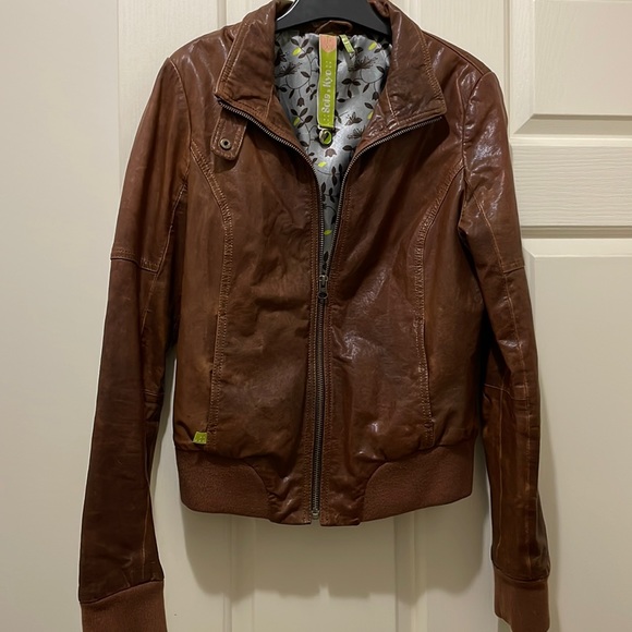 Soia & Kyo brown leather jacket (sz xs) - Picture 1 of 16